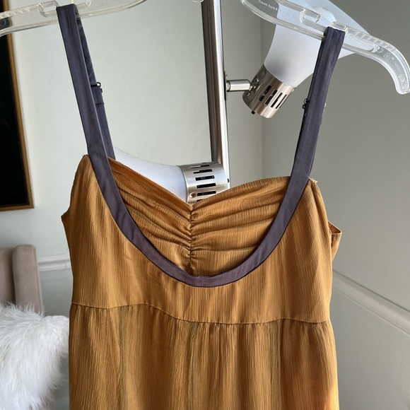Anthropologie Shapes Gold Silk Dress - Picture 8 of 13